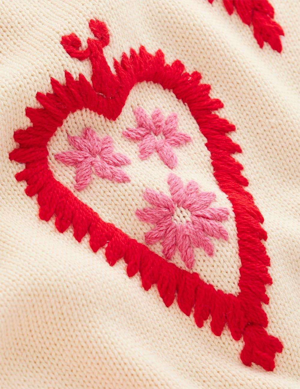 Graphic Embroidered Jumper-Warm Ivory, Hearts - Image 6