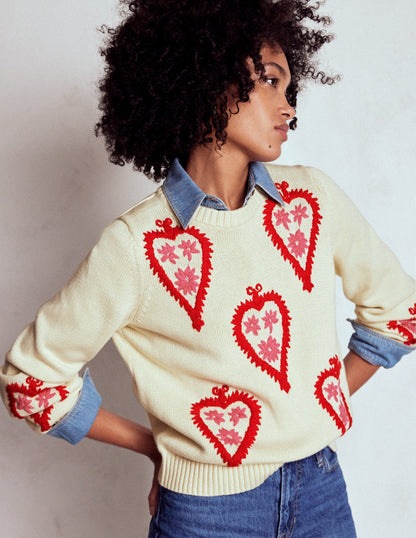 Graphic Embroidered Jumper-Warm Ivory, Hearts-4