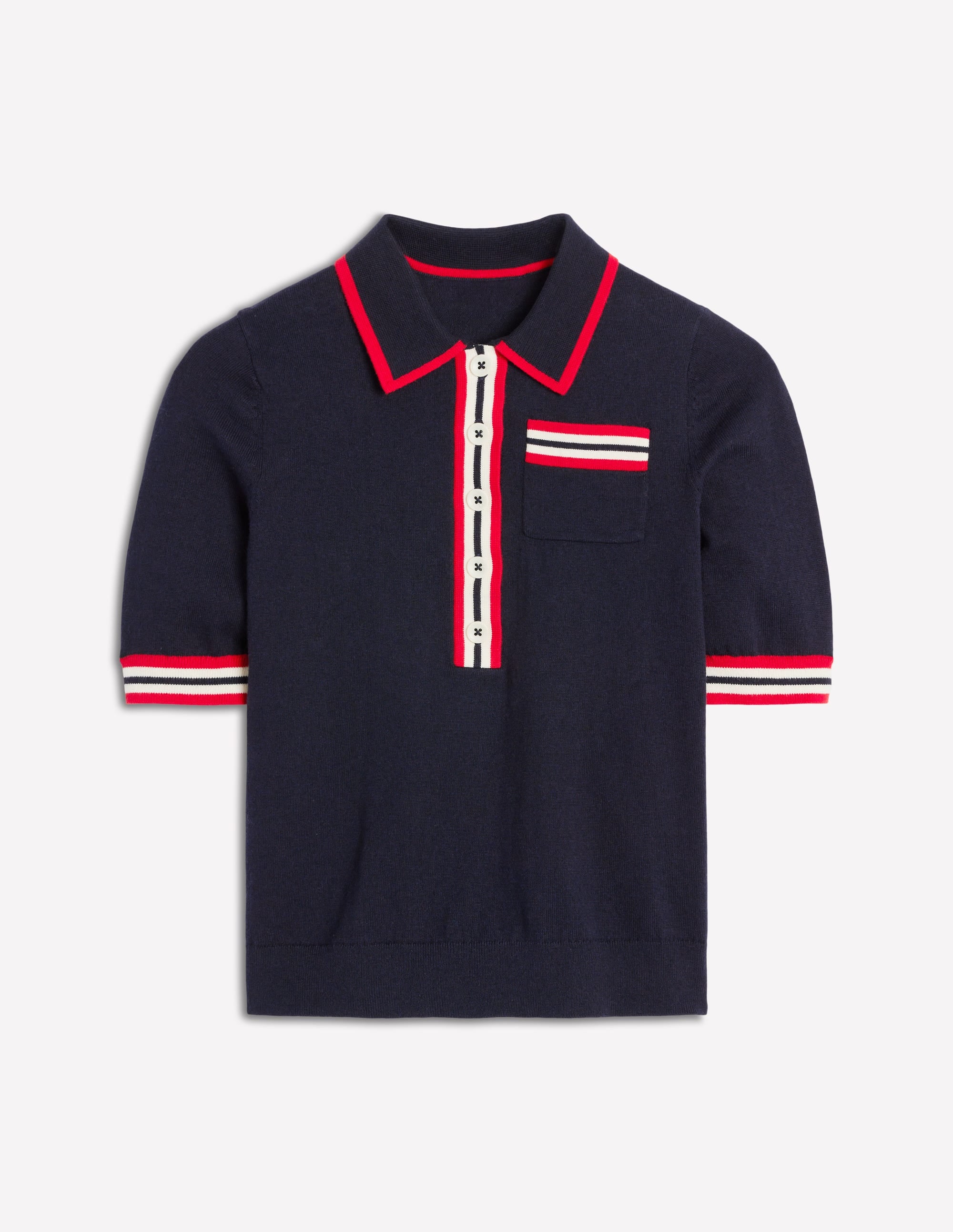 Cotton Henley T-shirt-Navy - Image 5