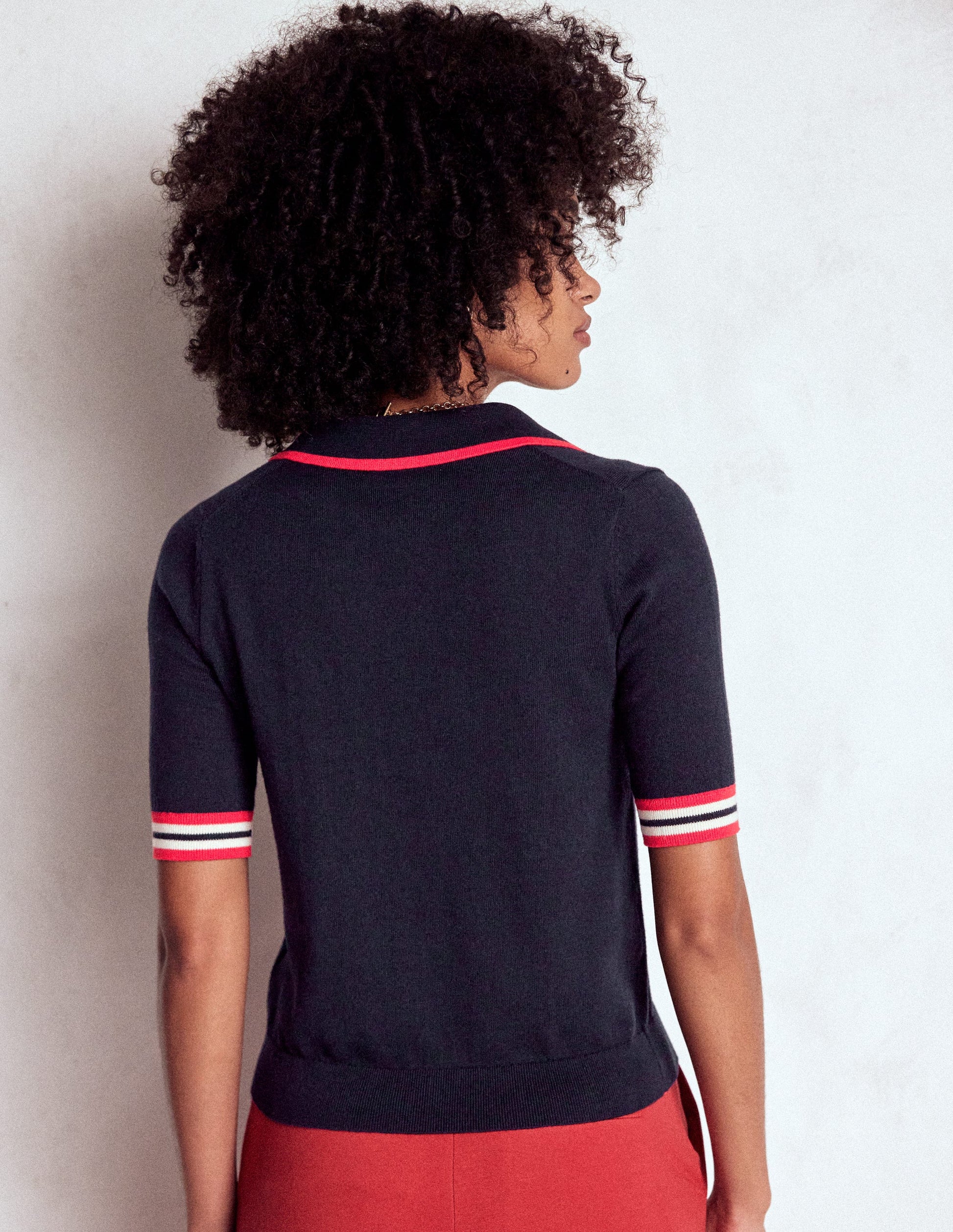 Cotton Henley T-shirt-Navy-3