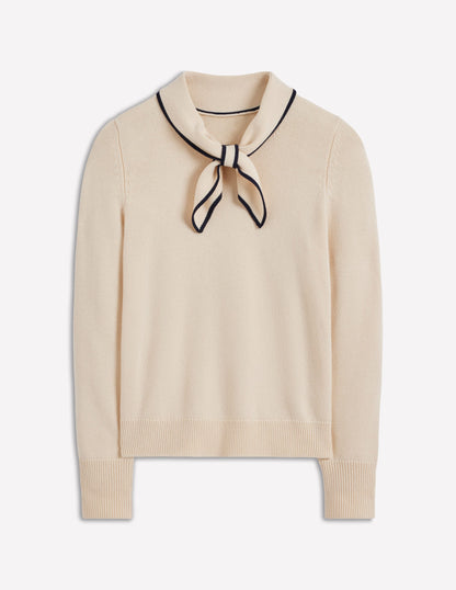 Knitted Bow Jumper-Warm Ivory-6