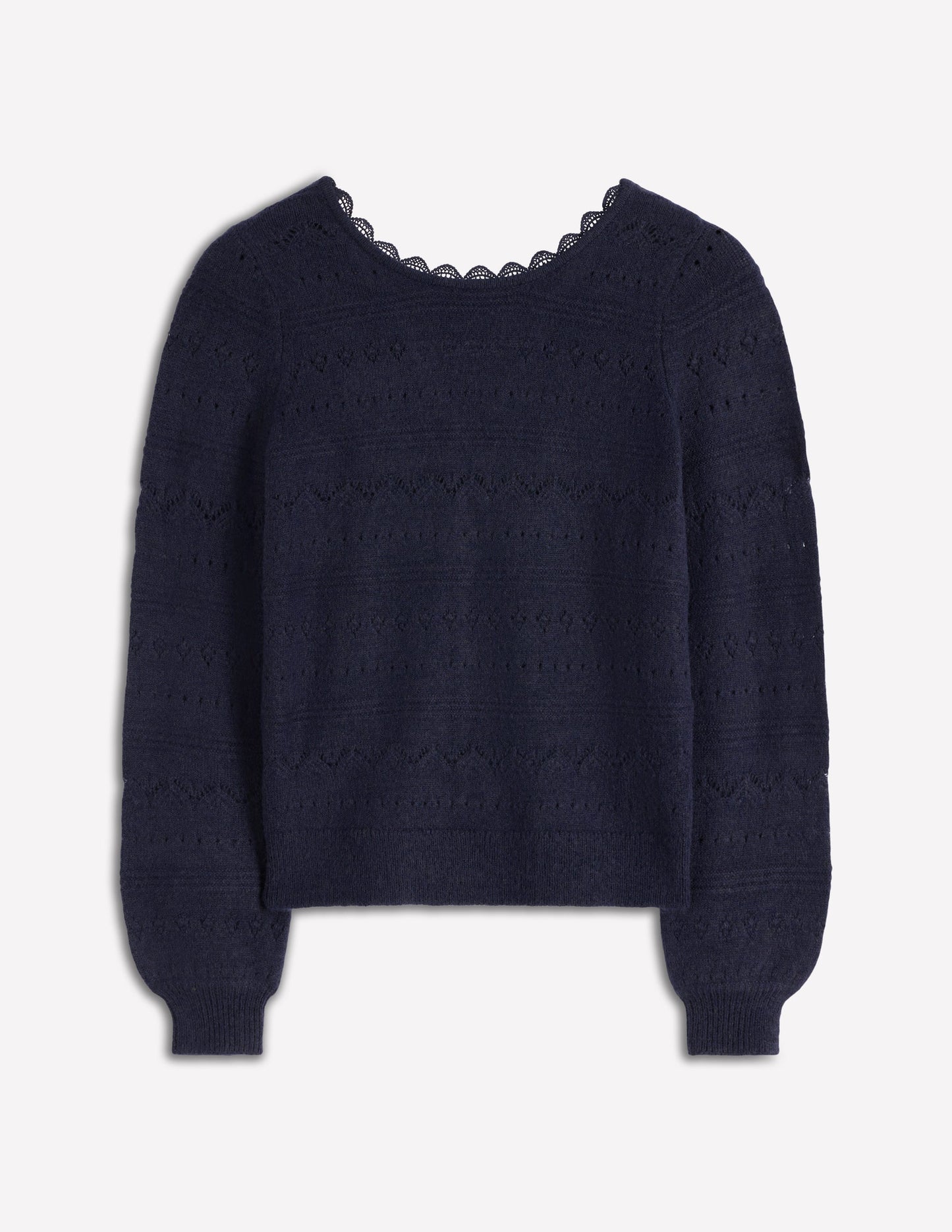 Leticia Lace Trim Jumper-Navy