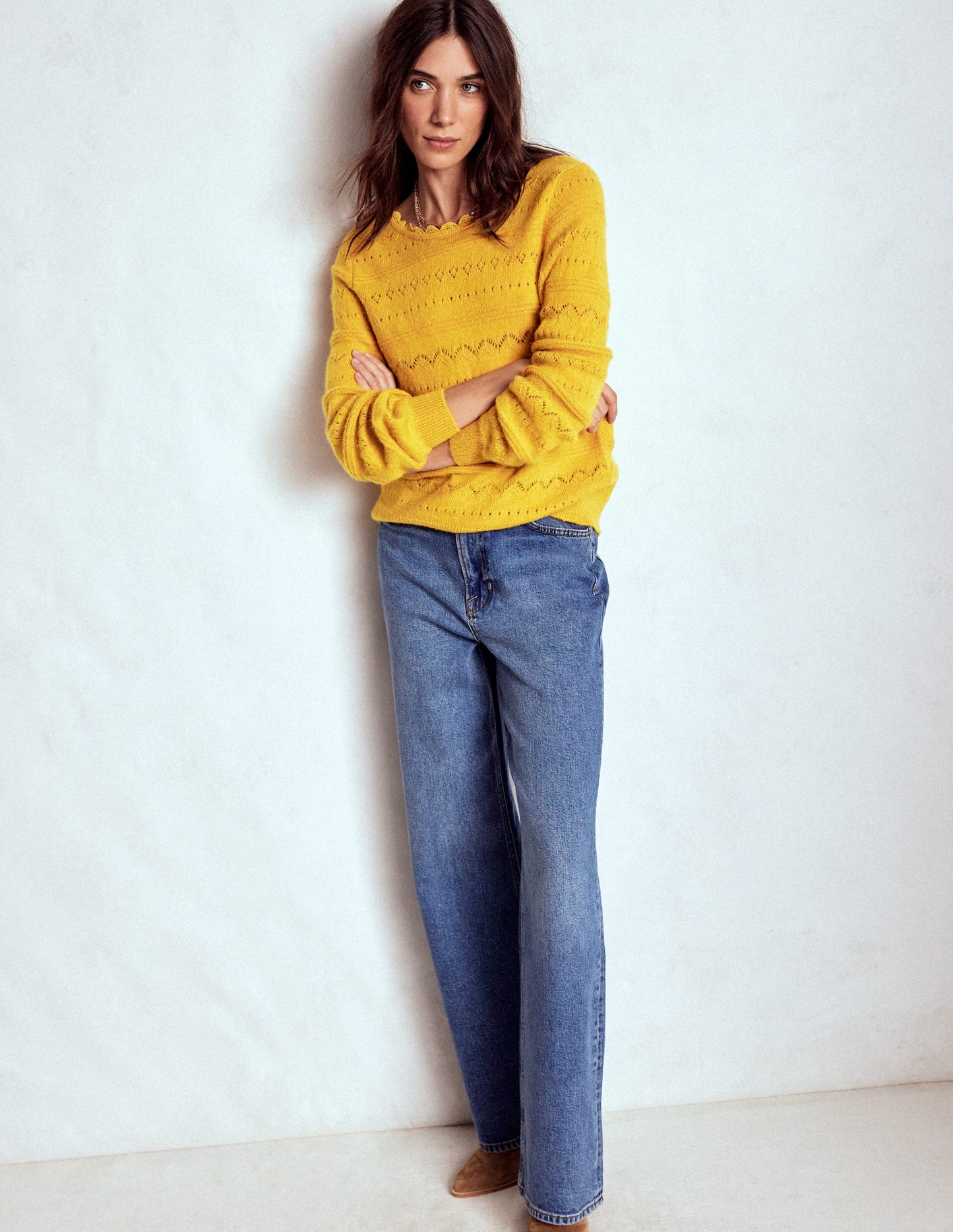 Leticia Lace Trim Jumper-Golden Rye