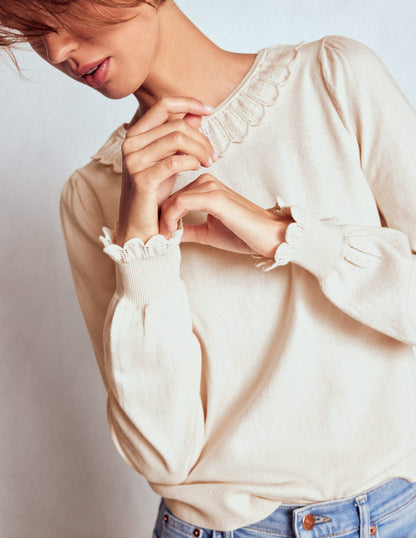 Melina Cotton Ruffle Jumper-Warm Ivory-3