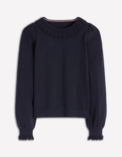 Melina Cotton Ruffle Jumper-Navy-5