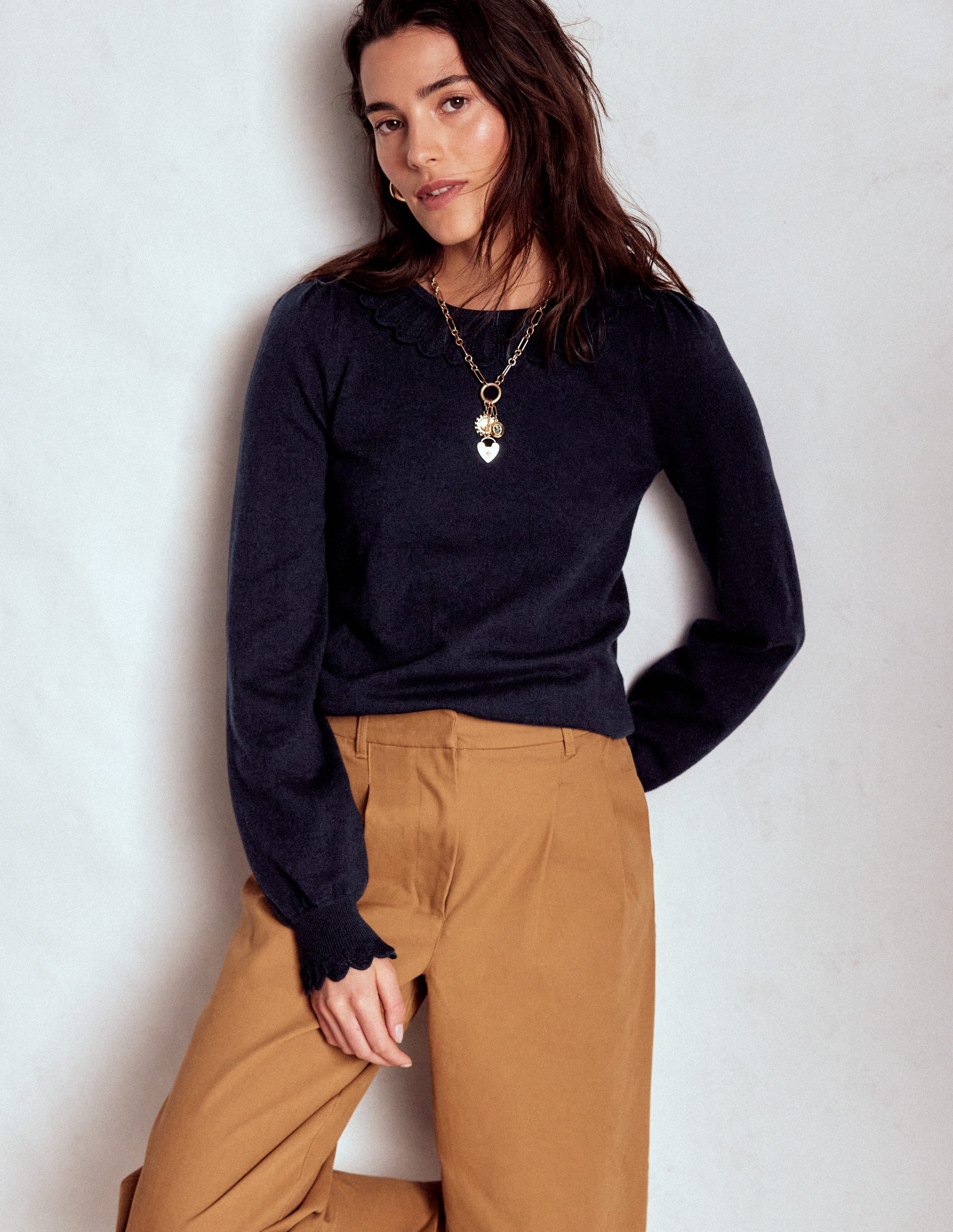 Melina Cotton Ruffle Jumper-Navy-2