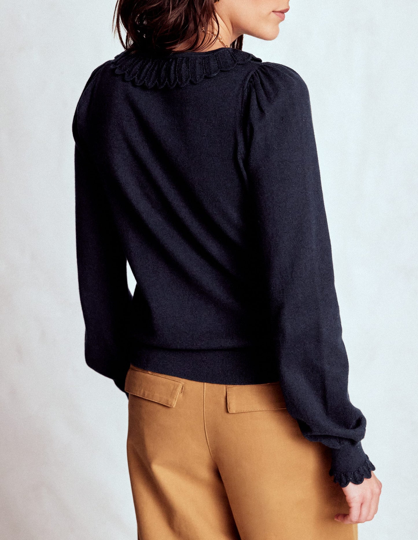 Melina Cotton Ruffle Jumper-Navy