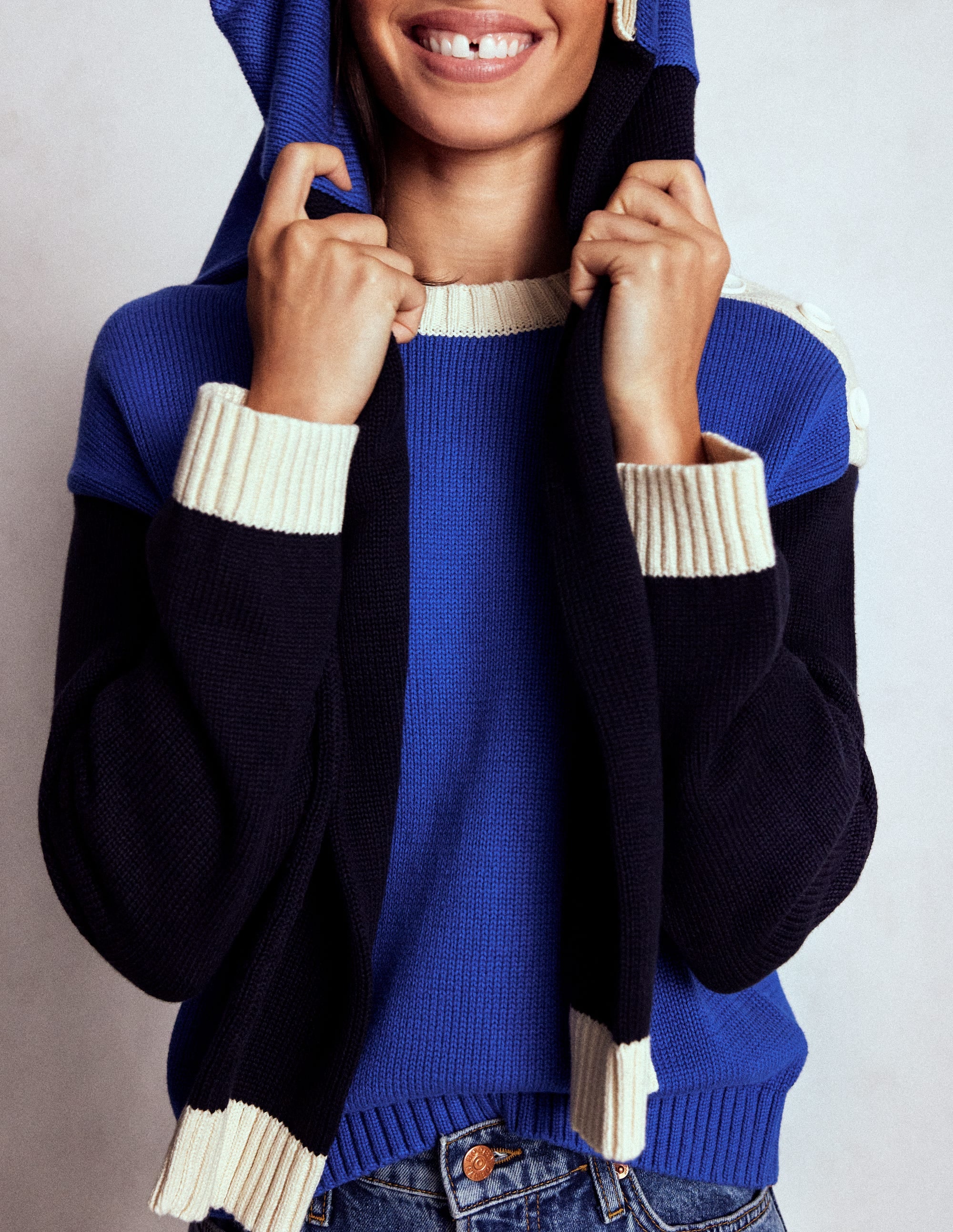 Jemma Chunky Cotton Jumper-Bright Blue - Image 2
