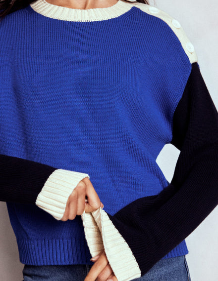 Jemma Chunky Cotton Jumper-Bright Blue