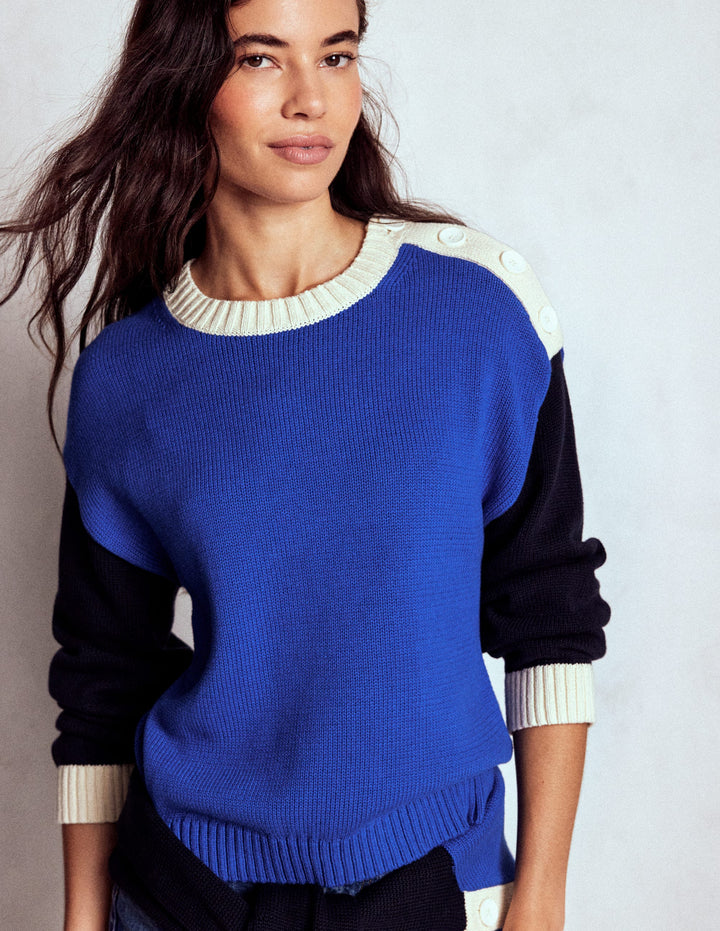 Jemma Chunky Cotton Jumper-Bright Blue