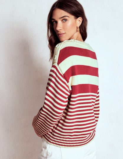 Jemma Chunky Cotton Jumper-Warm Ivory/ Terracotta-3