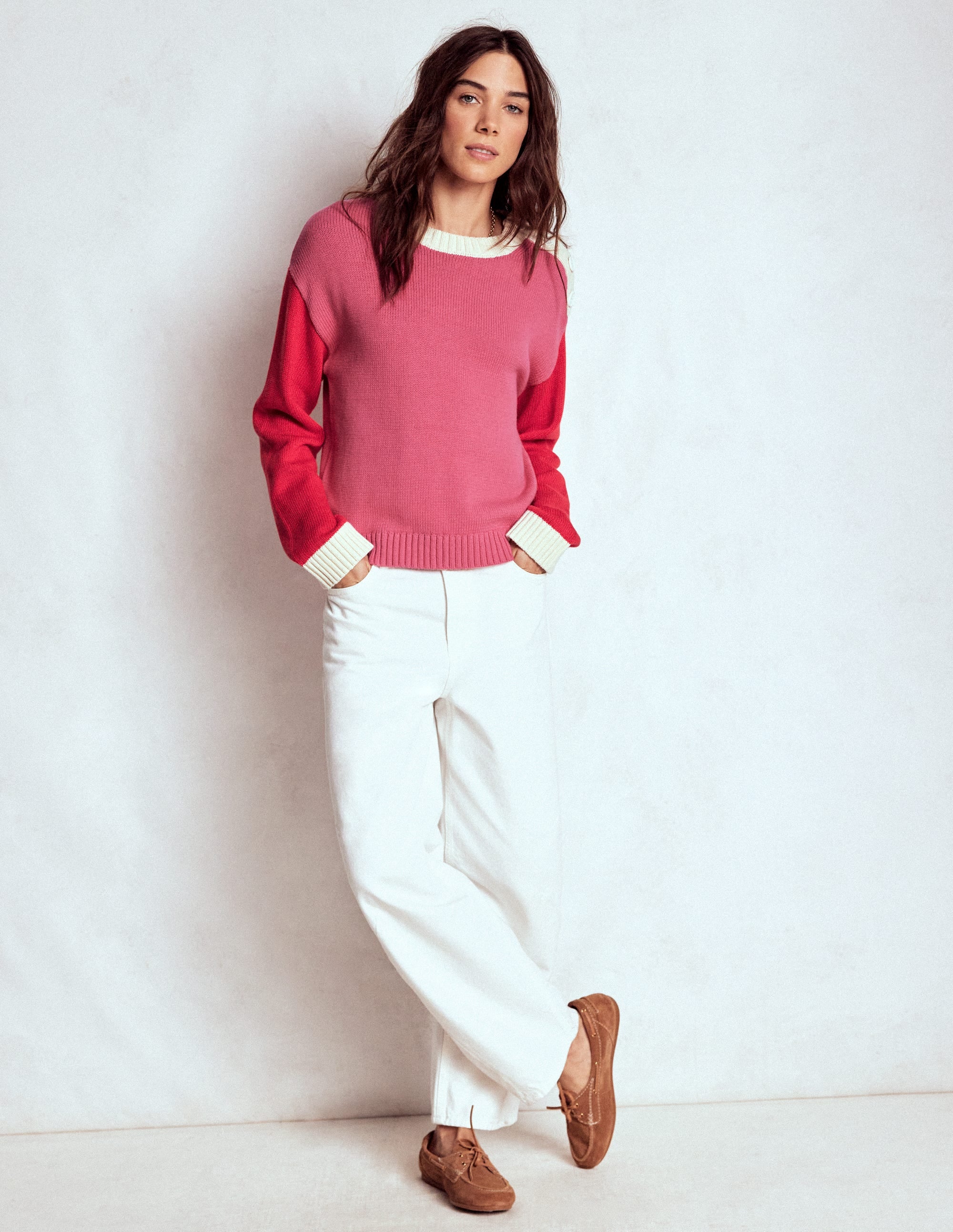 Jemma Chunky Cotton Jumper-Rose Pink - Image 4