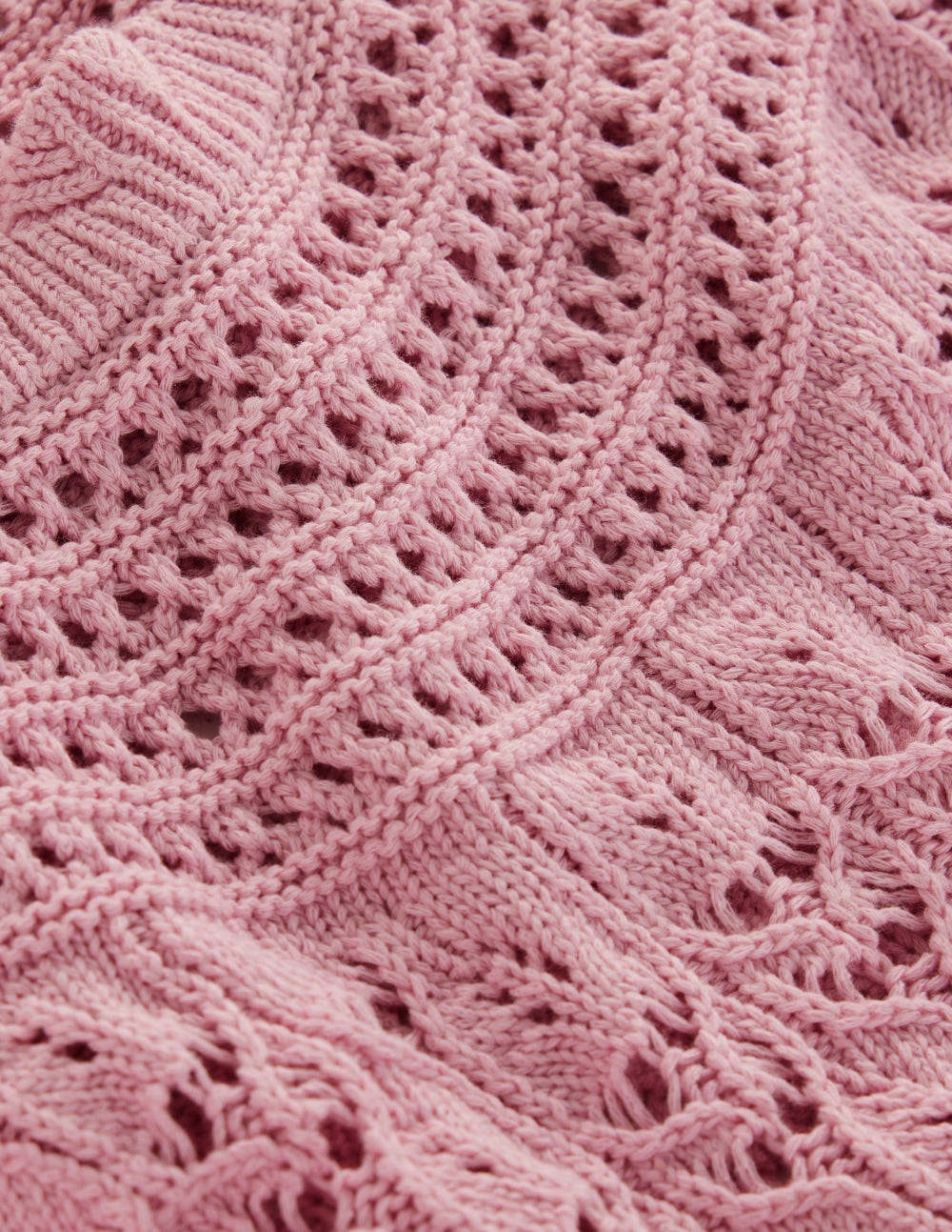 Crochet Mix Stitch Jumper-Formica Pink