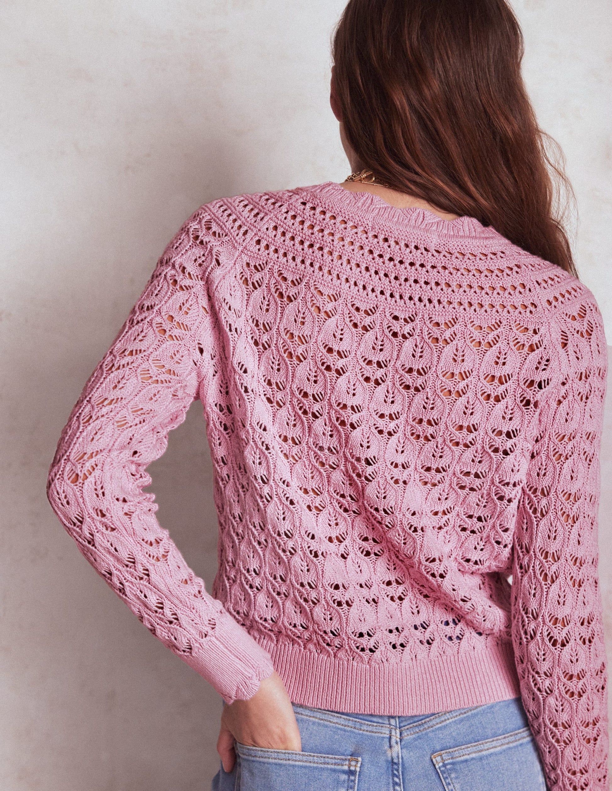 Crochet Mix Stitch Jumper-Formica Pink-3