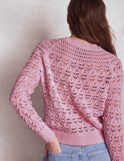 Crochet Mix Stitch Jumper-Formica Pink-3