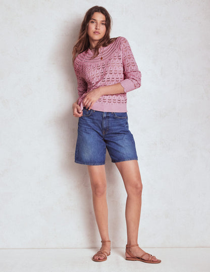 Crochet Mix Stitch Jumper-Formica Pink-4
