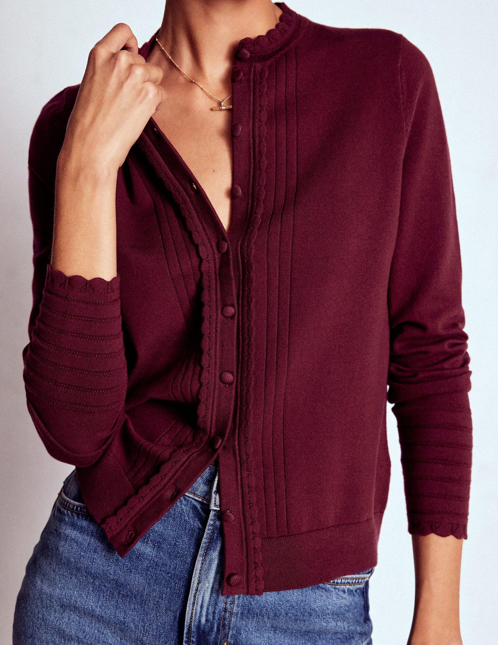 Angela Cotton Scallop Cardigan-Deep Wisteria-3