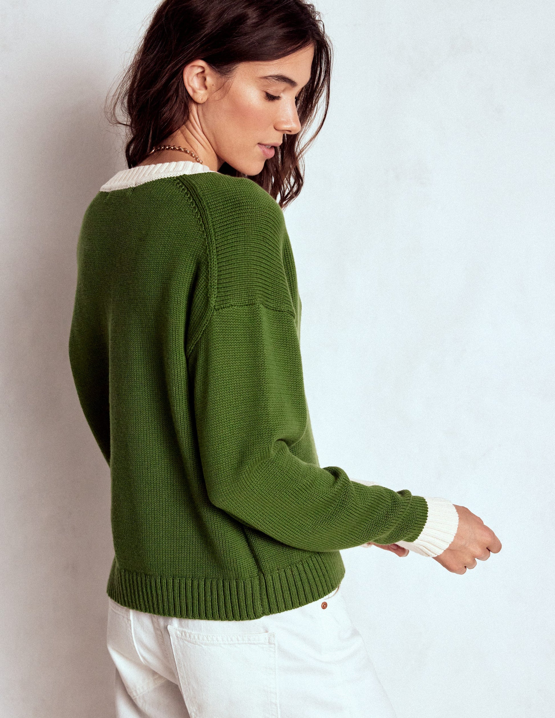 Jemma Chunky Cotton Cardigan-Promenade Green-3
