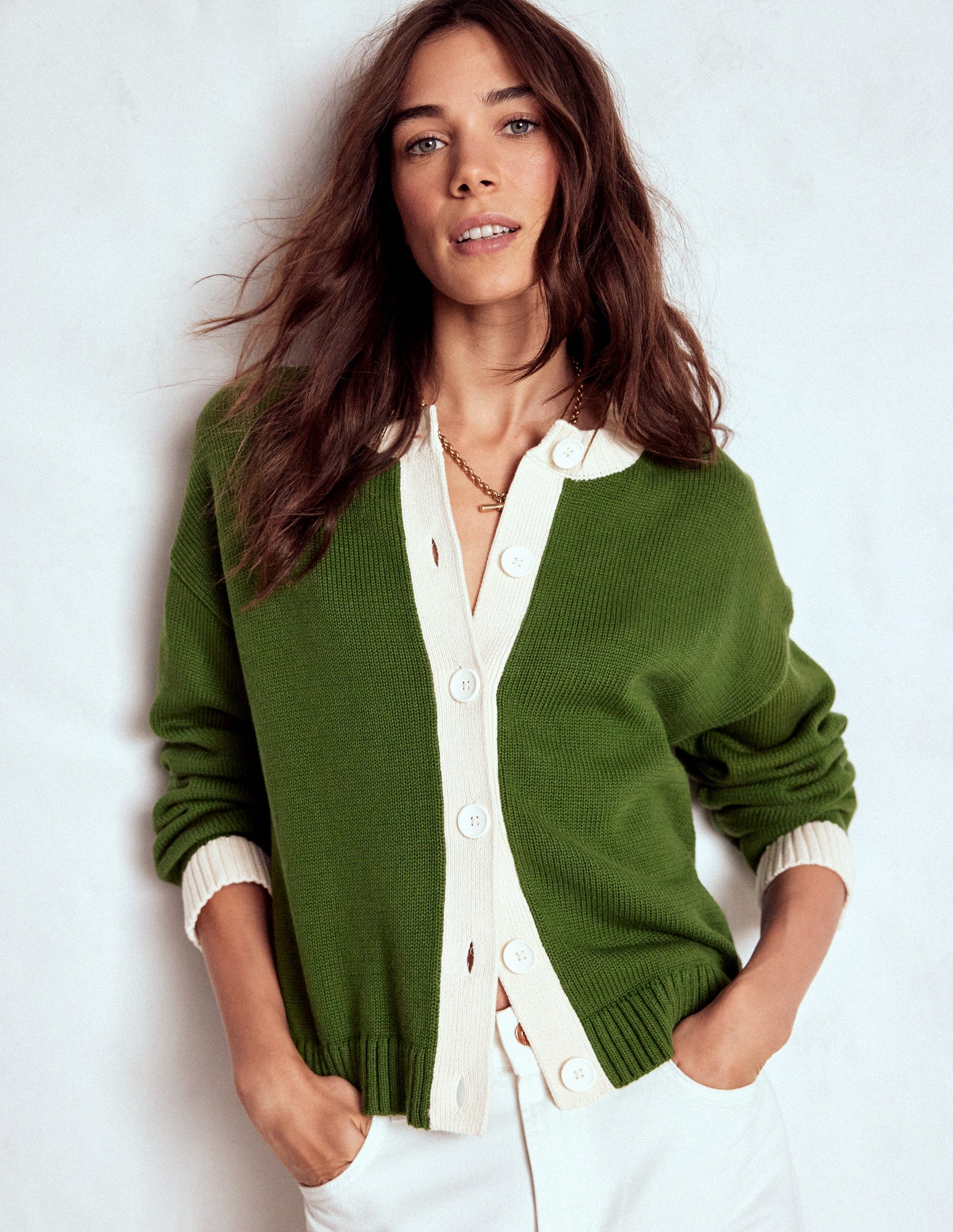 Jemma Chunky Cotton Cardigan-Promenade Green-5