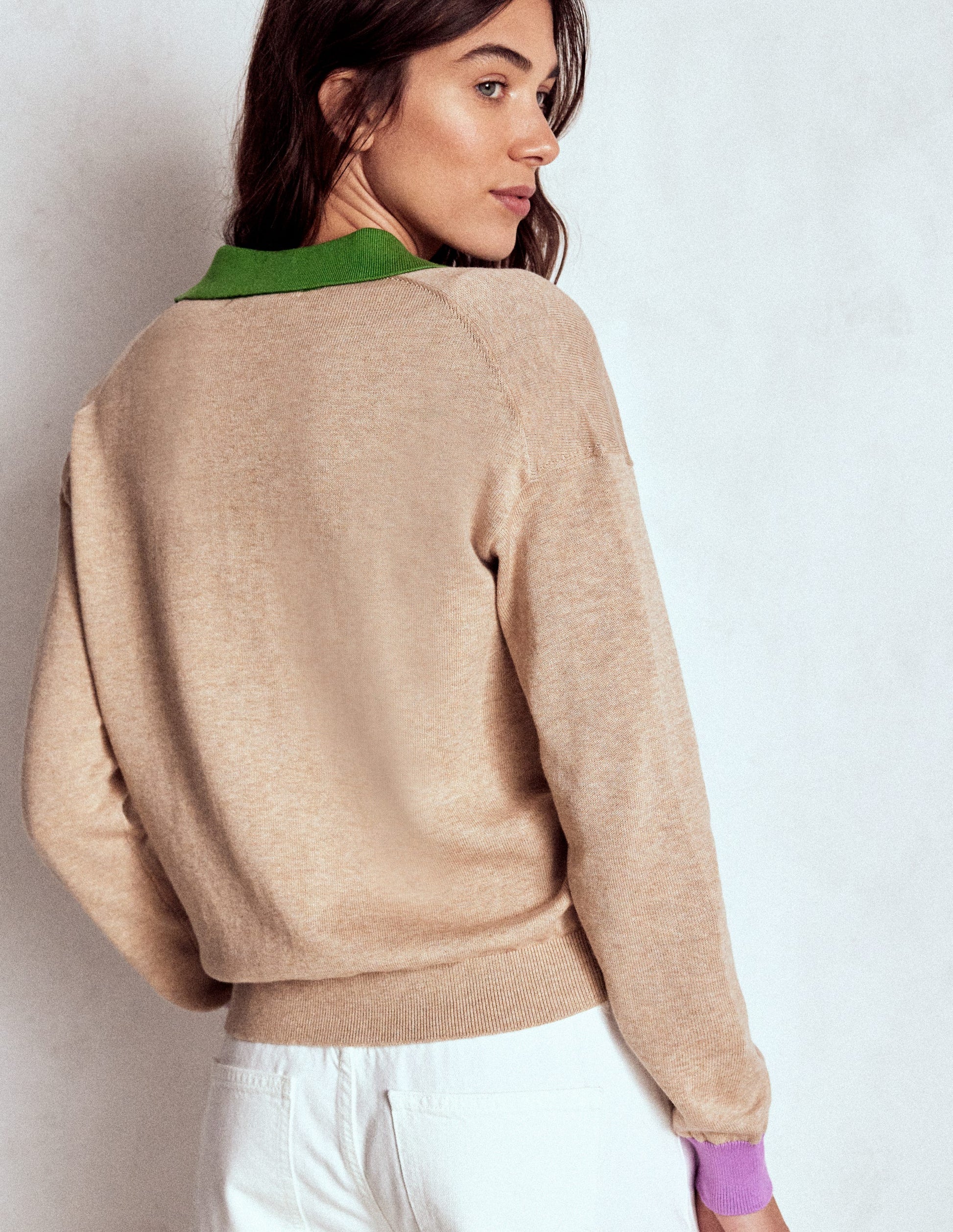 Lara Relaxed Cotton Henley Top-Chinchilla Melange-3