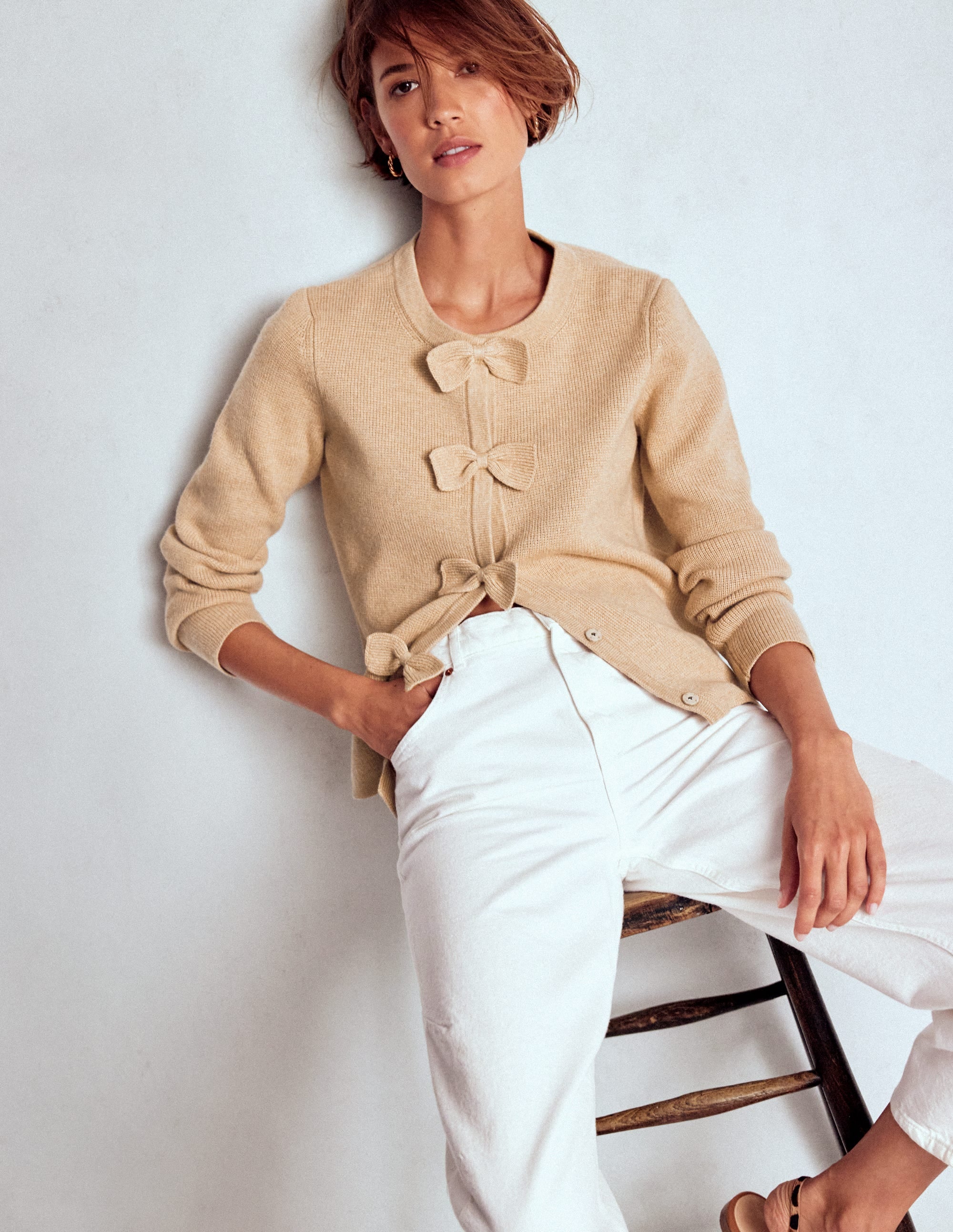 Knitted Bow Cardigan-Chinchilla Melange - Image 1