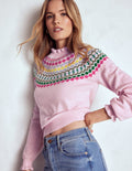 Fae Fair Isle Frilled Jumper-Sheer Pink Melange