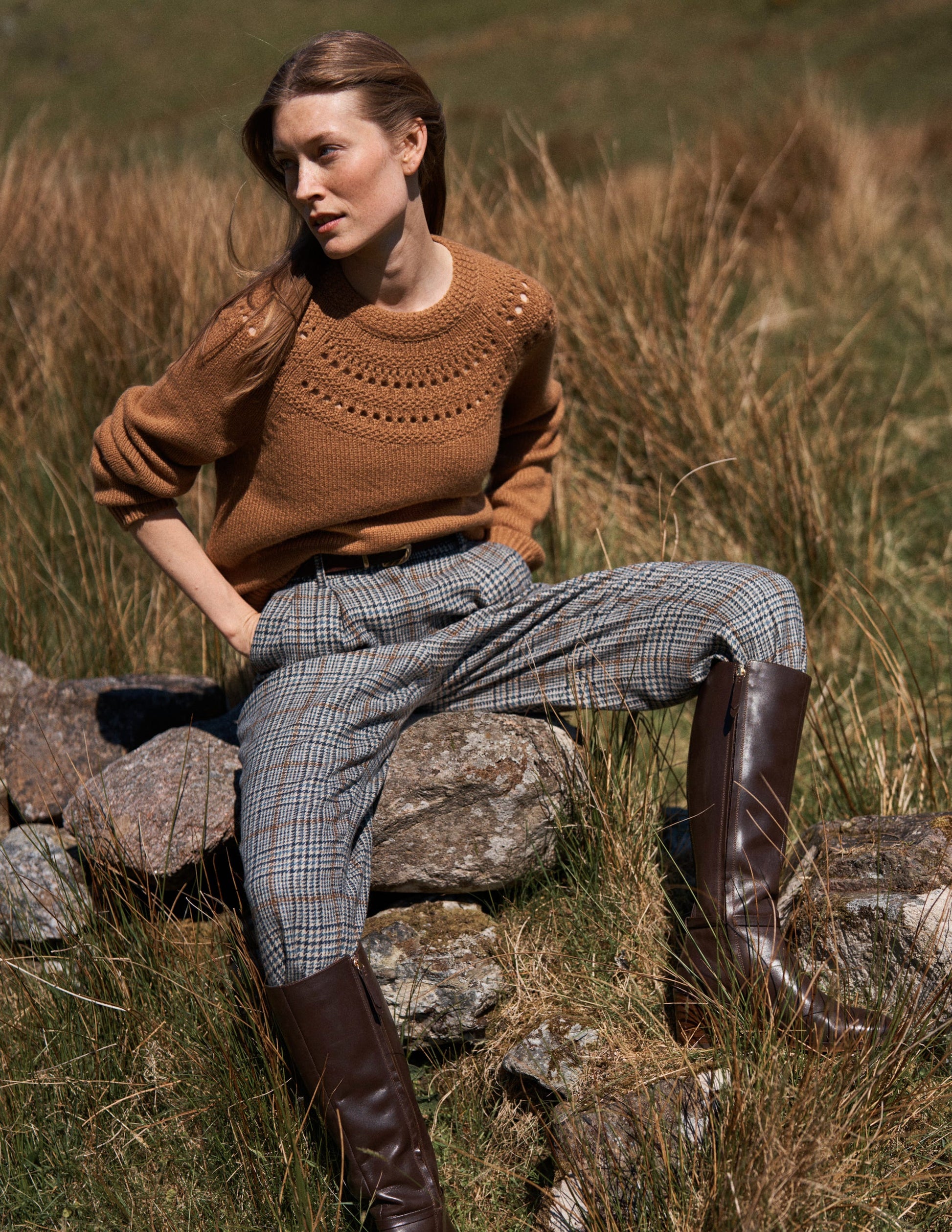 Fluffy Chunky Jumper-Camel Melange-1
