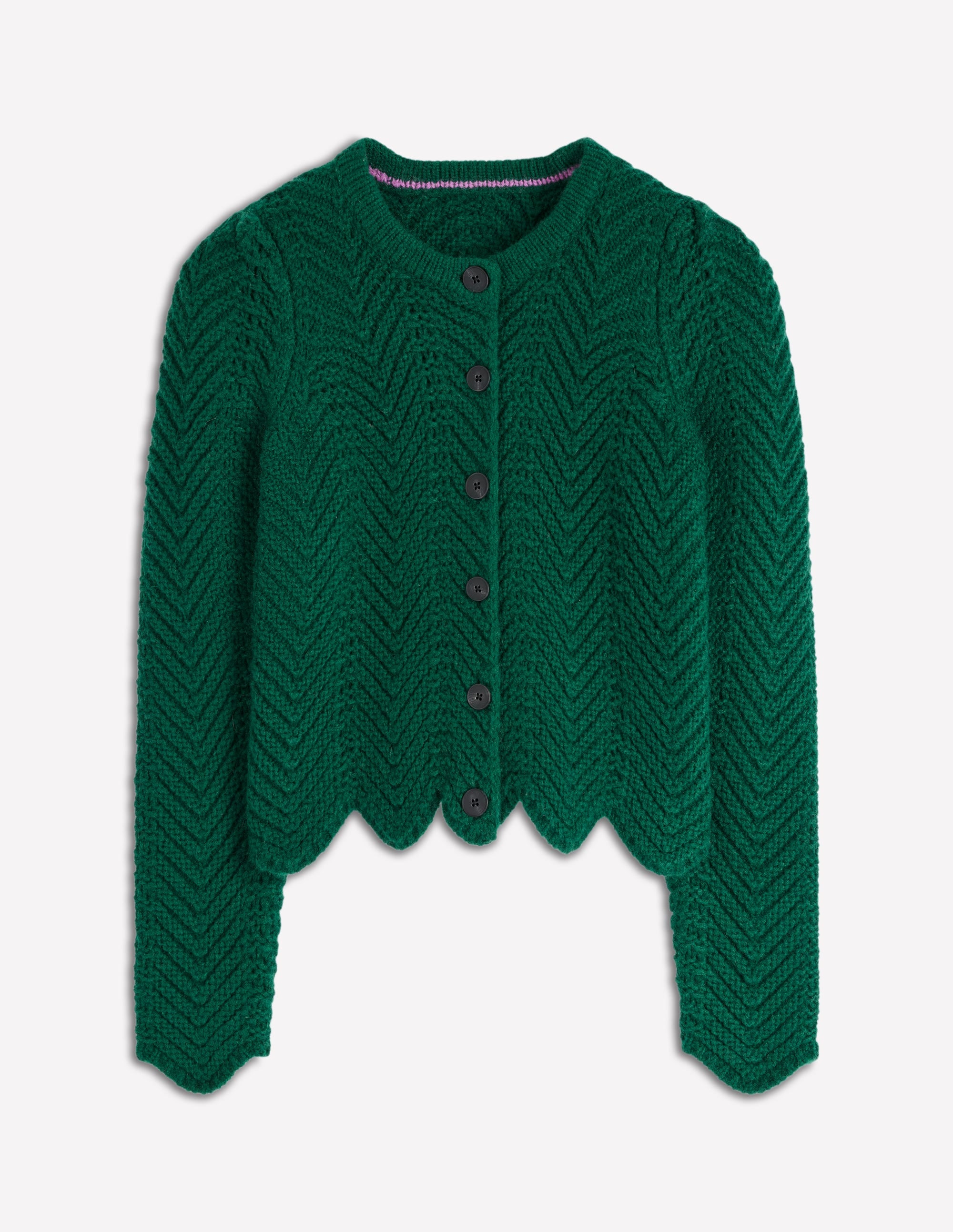 Chunky Chevron Knitted Jacket-Emerald Night - Image 6
