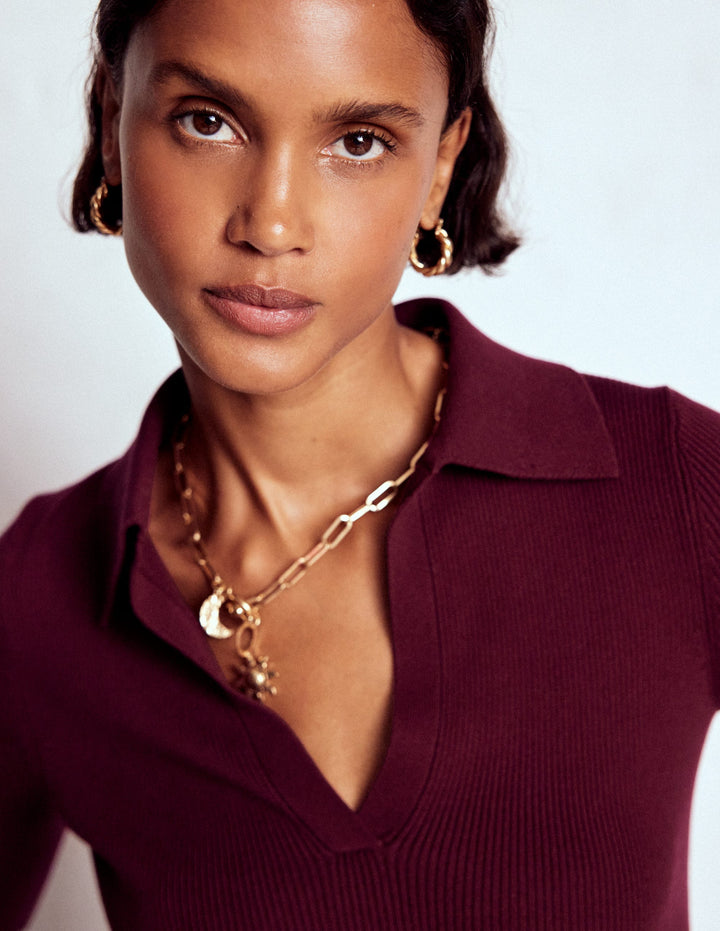 Rib Henley Top-Deep Wisteria