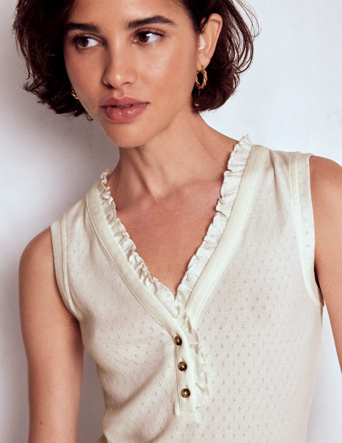 Jersey Henley Pyjama Vest-Classic Ivory - Image 2
