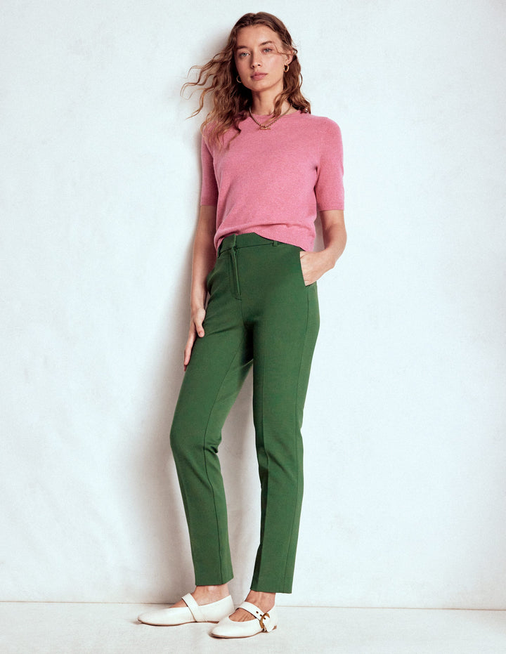 Highgate Ponte Trousers-Hunter Green