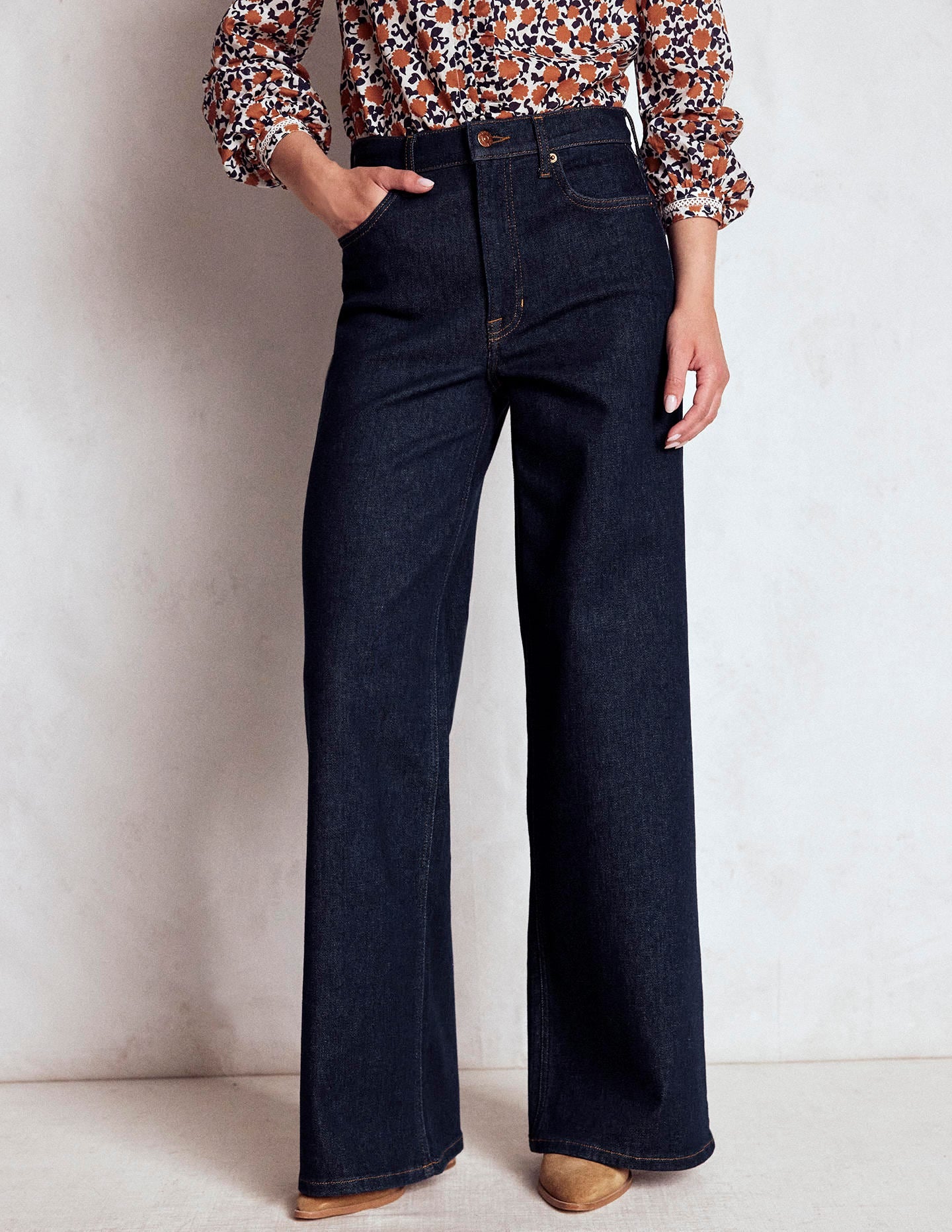 High Rise Wide Leg Jeans-Indigo Rinse