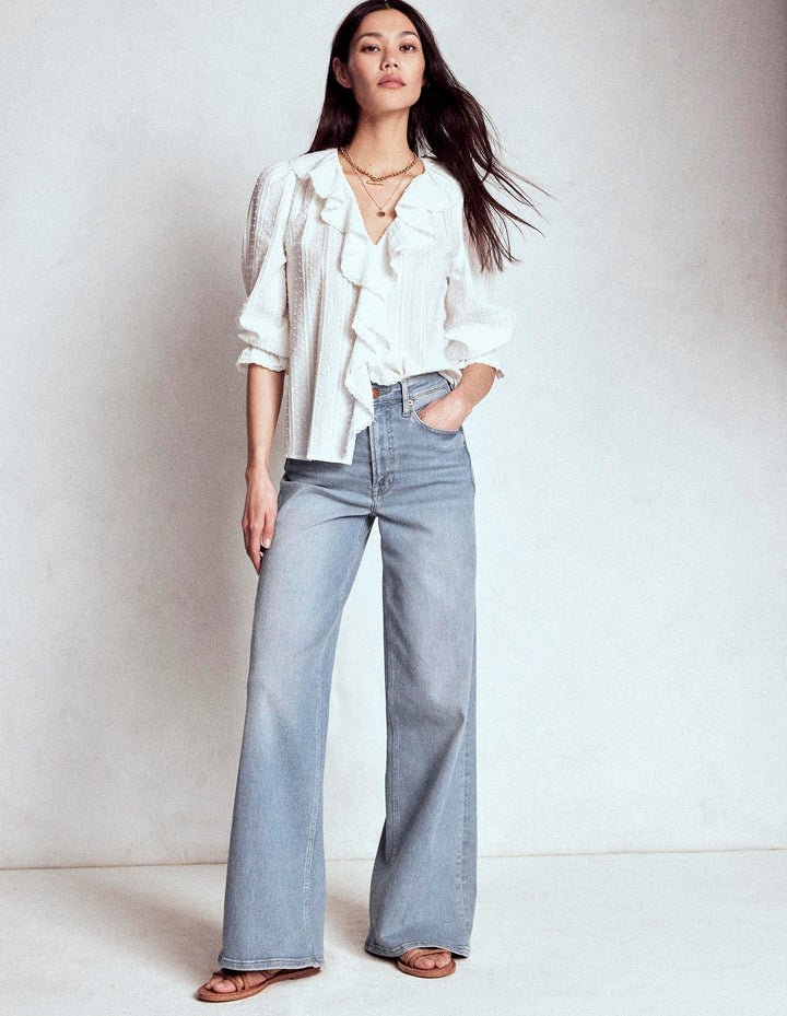 High Rise Wide Leg Jeans-Light Vintage