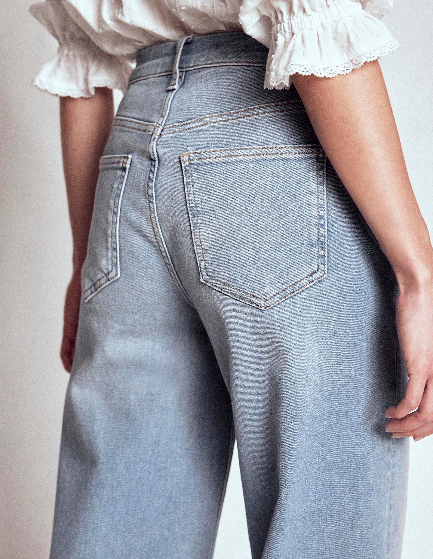 High Rise Wide Leg Jeans-Light Vintage