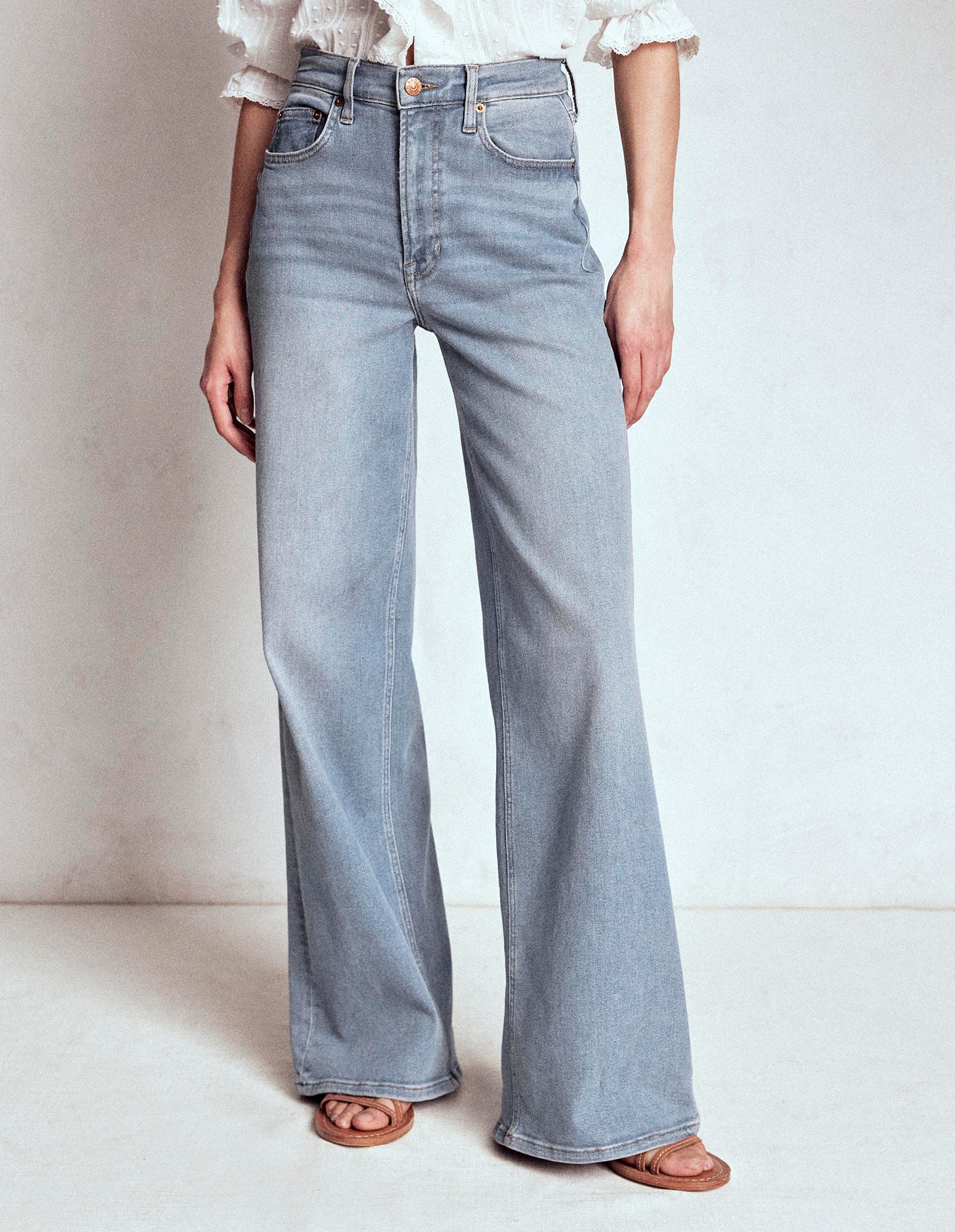 High Rise Wide Leg Jeans-Light Vintage
