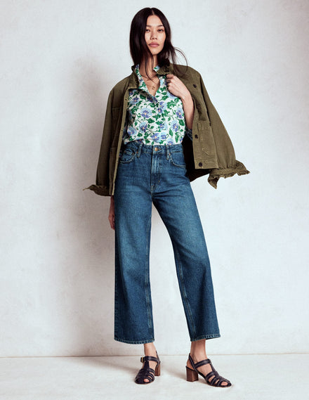 High Rise Straight Crop Jeans-Mid Vintage