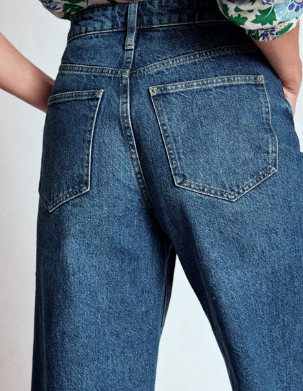 High Rise Straight Crop Jeans-Mid Vintage