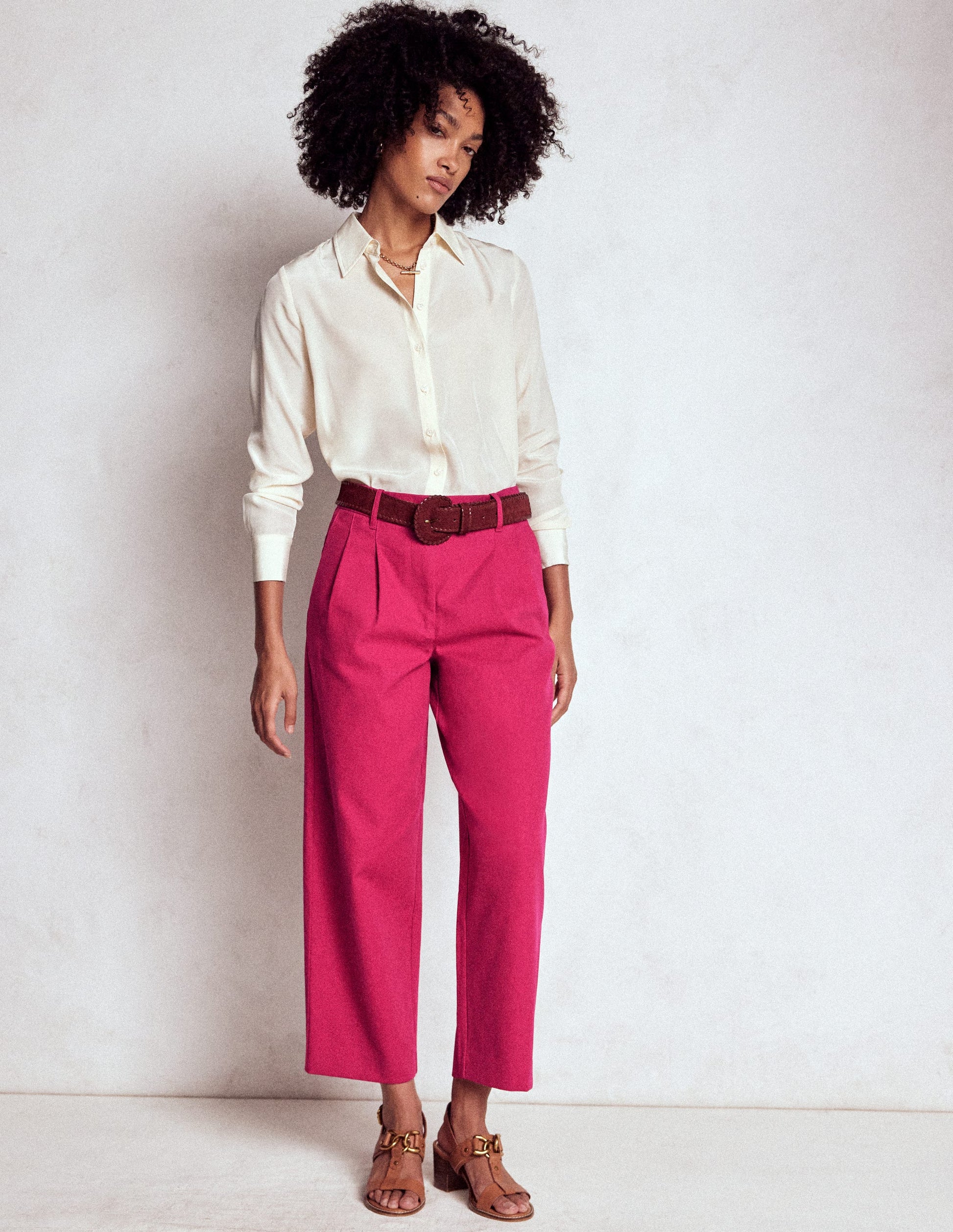 Bloomsbury Cotton Trousers-Bright Cherry-1
