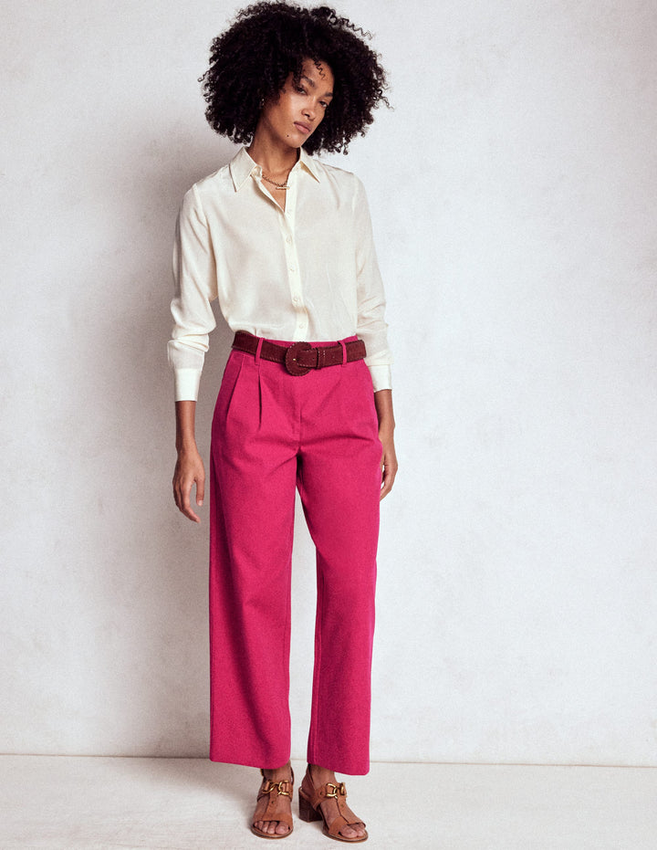 Bloomsbury Cotton Trousers-Bright Cherry