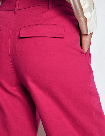 Bloomsbury Cotton Trousers-Bright Cherry