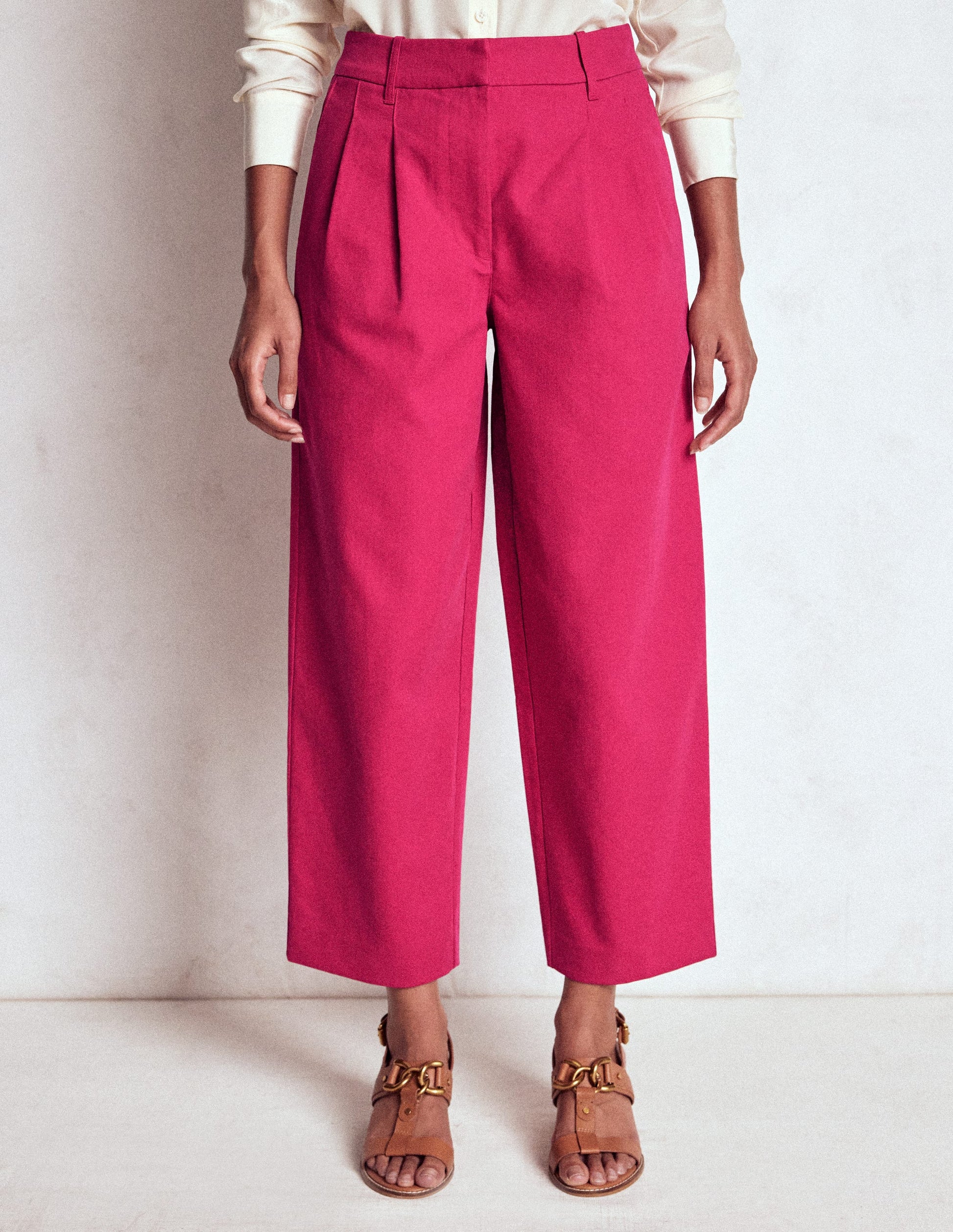 Bloomsbury Cotton Trousers-Bright Cherry-4