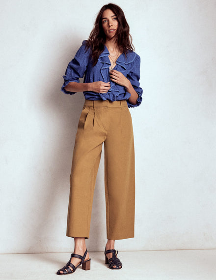 Bloomsbury Cotton Trousers-Camel