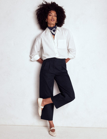 Bloomsbury Cotton Trousers-NAVY