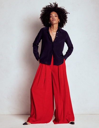 Regent Wide Leg Trousers-Poppy Red-2