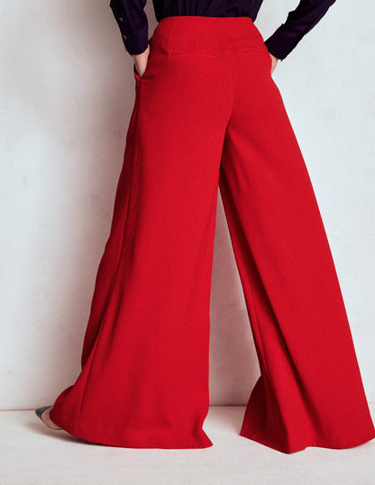 Regent Wide Leg Trousers-Poppy Red-4