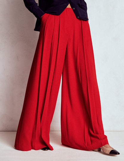 Regent Wide Leg Trousers-Poppy Red-5