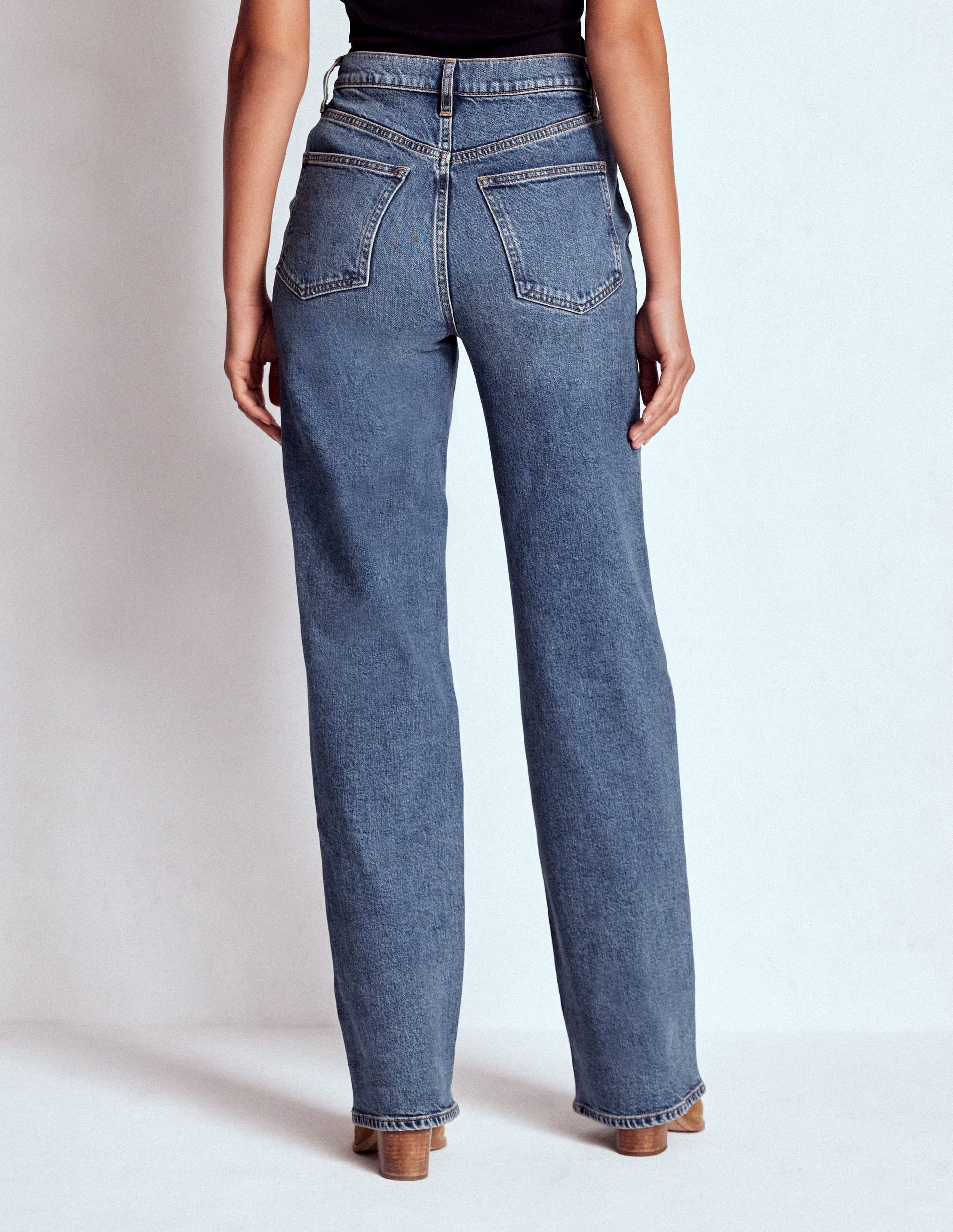 High Rise Column Leg Jeans-Mid Vintage-7