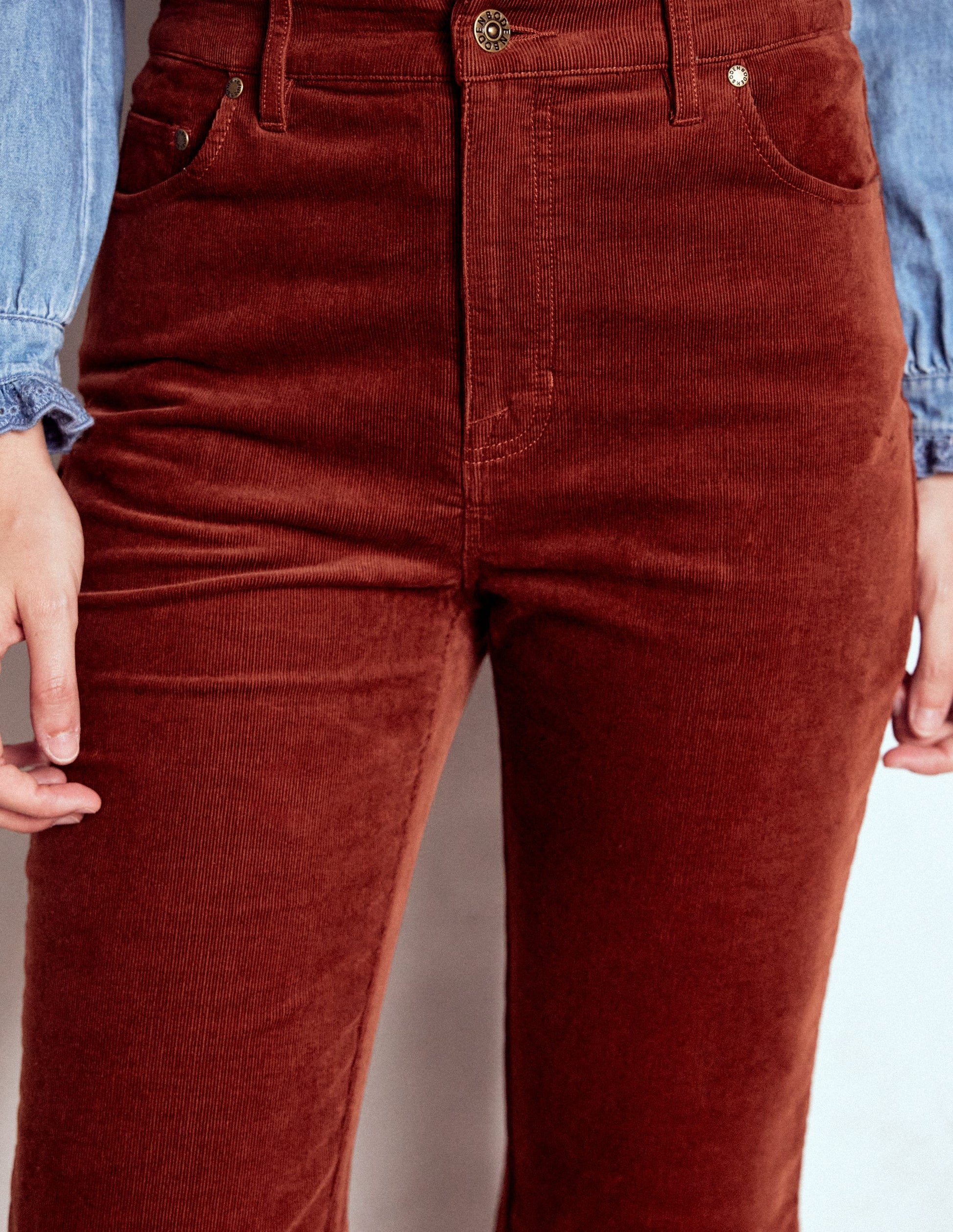5-Pocket Cord Kick Jeans-Fired Brick-2