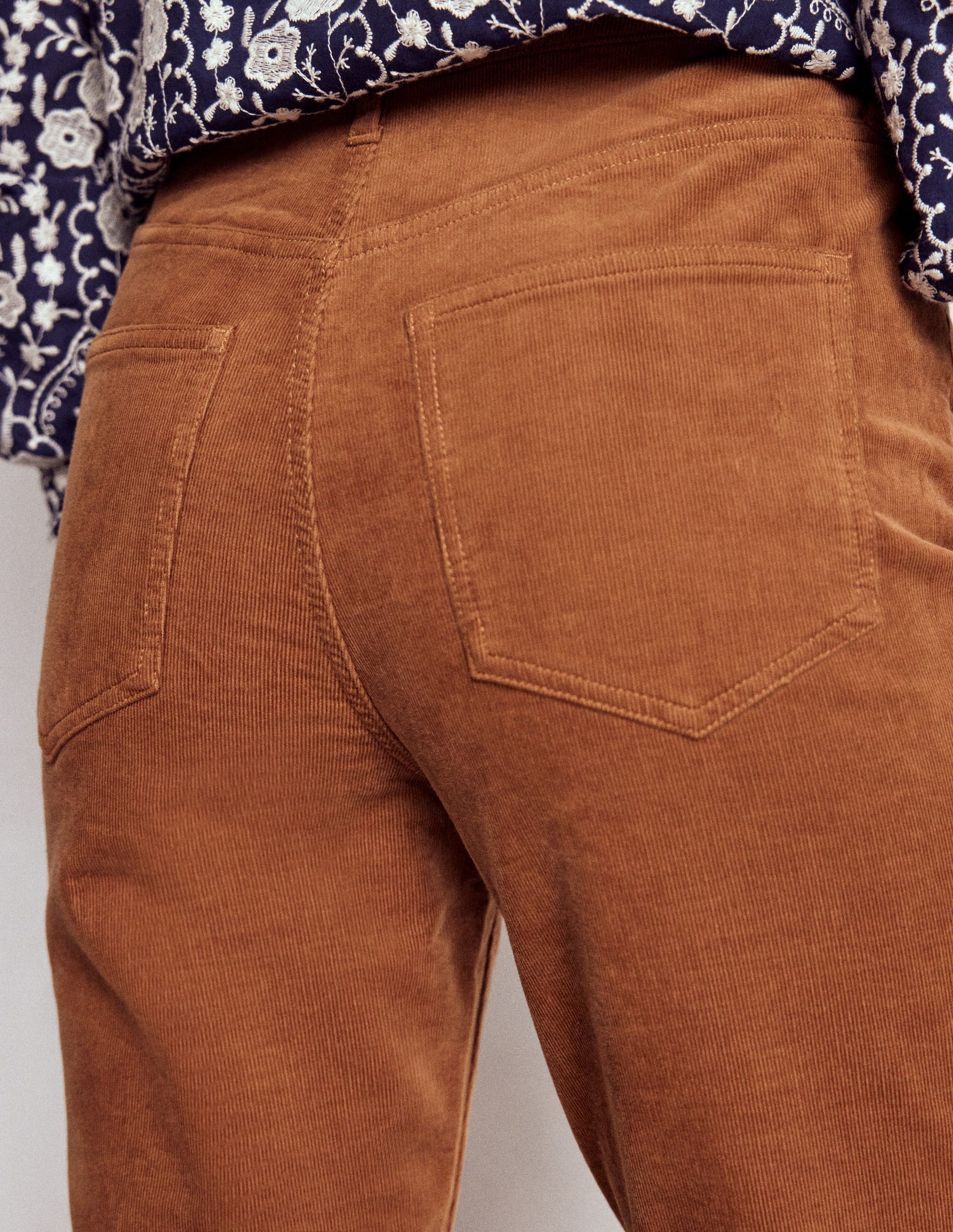 High-Waisted Cord Slim Jeans-Ginger-2
