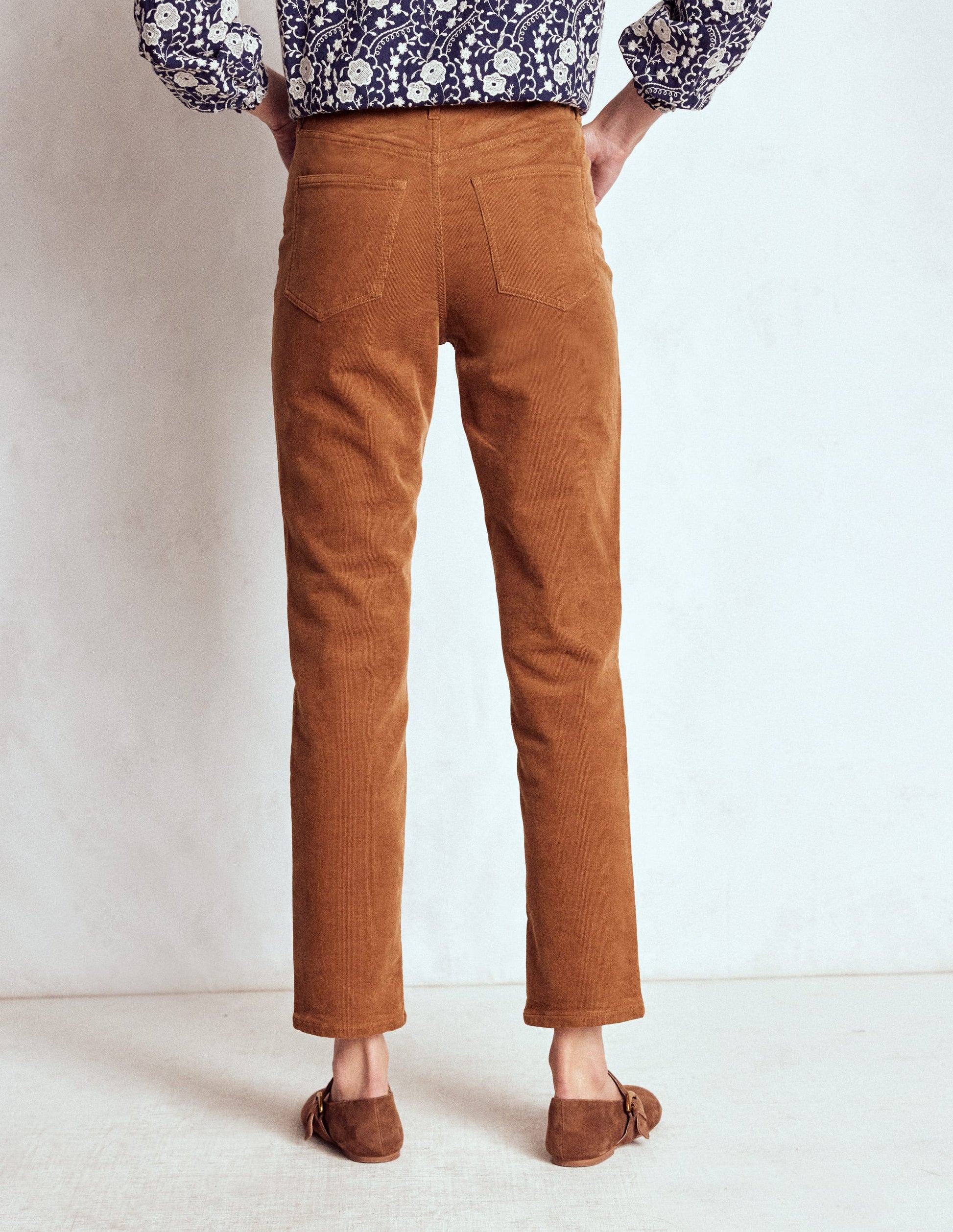 High-Waisted Cord Slim Jeans-Ginger-3